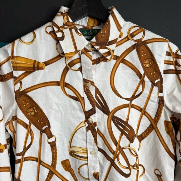 Lauren Ralph Lauren Equestrian Button Down Shirt Size Medium - Picture 4 of 11